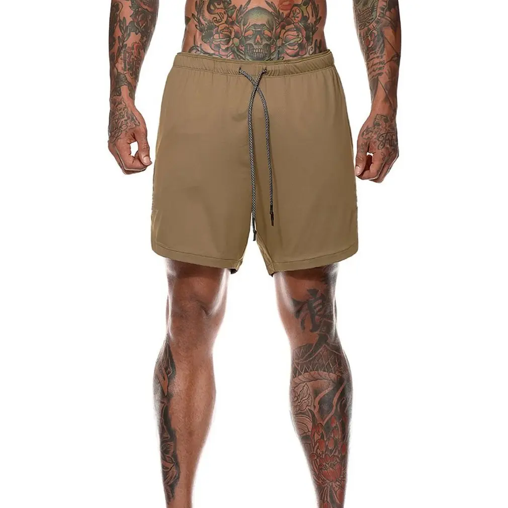 Двухслойные летние мужские пляжные брюки большого размера шорты сетчатые короткие дышащие тренировочные брюки повседневные спортивные штаны