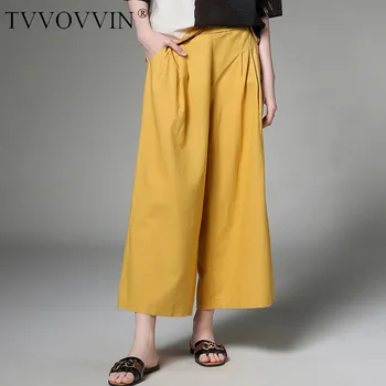 

TVVOVVIN 2020 SUMMER NEW Solid Wide Leg Pants Elastic Waist Casual Loose Streetwear Large Size Womens Fashion A145