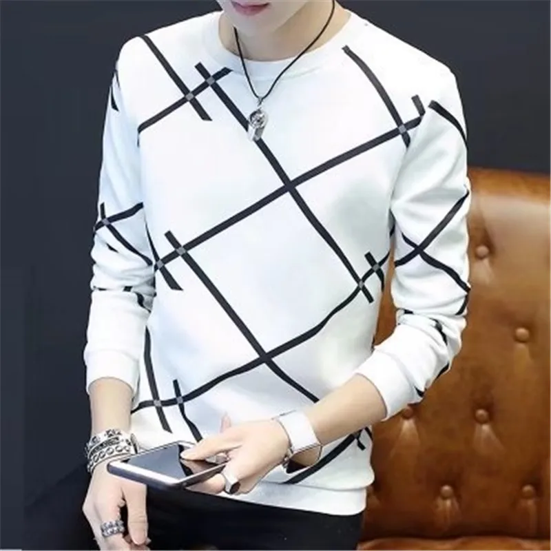 

Spring and Autumn Men's Long Sleeve T-shirt Pullover Printed Top Tide
