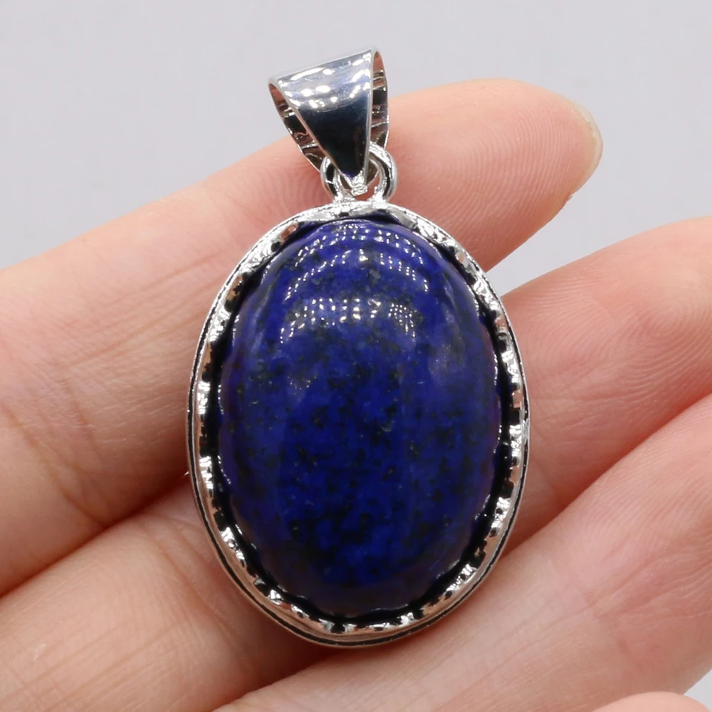 Natural Stone Pendant Egg-Shaped Lace Pendant Rose Quartz/Malachite/Lapis Lazuli/Agates For Jewelry Making DIY Necklace Earrings