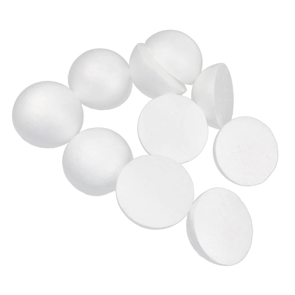 10 White Modelling Craft Polystyrene Foam Balls Hemispheres Decorative Ball