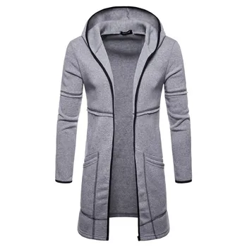 

Men's Jacket Hooded Sportswear Fashion Mens Hooded Solid Trench Coat Jacket Cardigan Long Sleeve Outwear Blouse Manteau #FF
