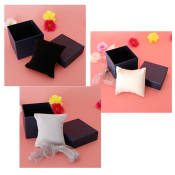 

Mini 8x8x7cm Jewelry Box Organizer Display Storage Case Removable Pillow for Watch Bracelet Gift