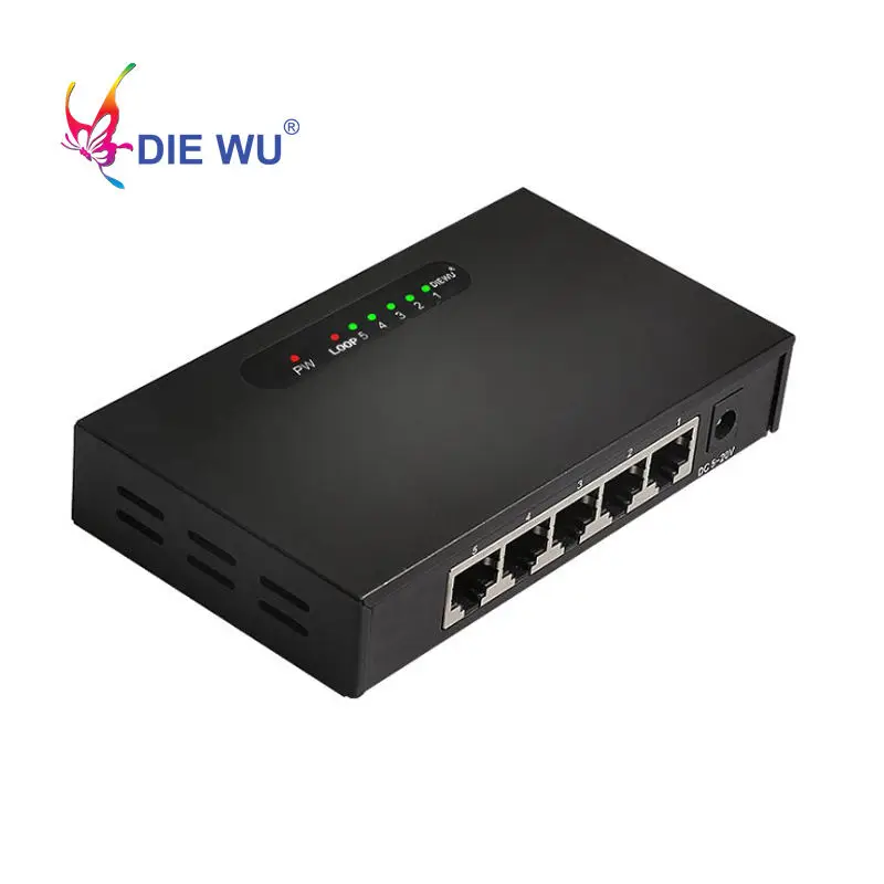 Diewu 5 портов гигабитный коммутатор для интернет-сети 10/100/1000Mpbs Рабочий стол концентратора Lan концентратор полный/полудуплексный обмен Ethernet