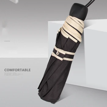 

Three Fold Large Umbrella Men Women Waterproof Wind Resistant Solid Black Umbrella Rain Sunny and Rainy Adult Umdrella B65