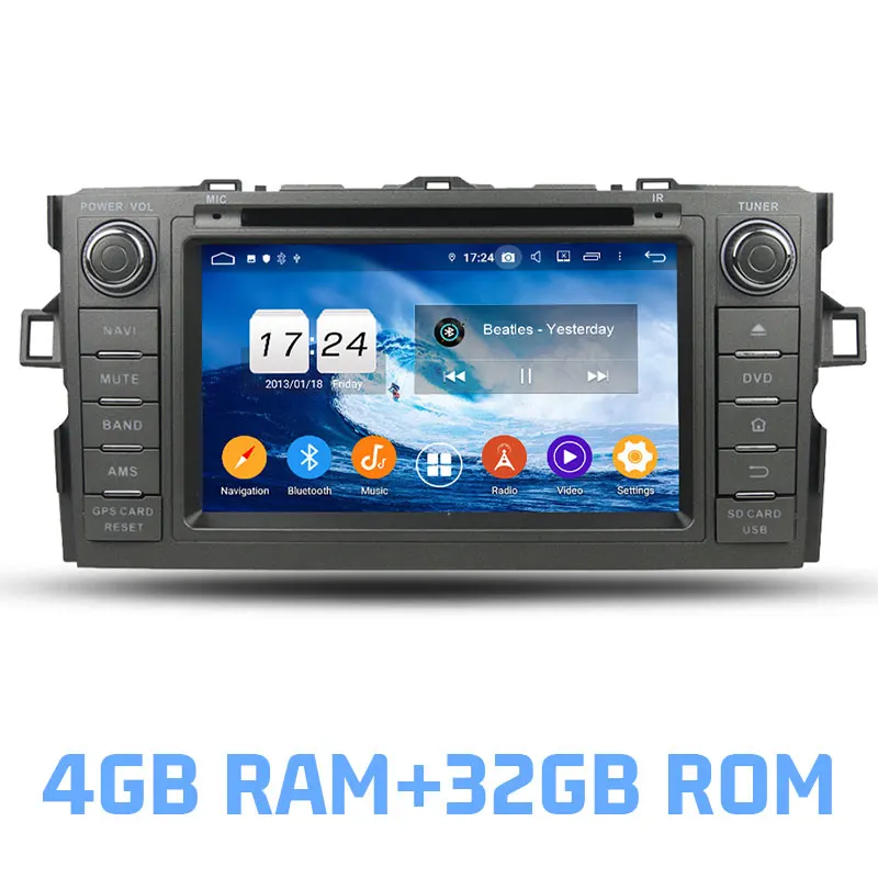 4GB RAM and 32GB ROM DSP ips Android 9,0 64G rom 4G ram 8 Core автомобильный dvd-плеер gps карта RDS радио Wifi Bluetooth для Toyota Auris 2010 - Цвет: 4GB RAM and 32GB ROM