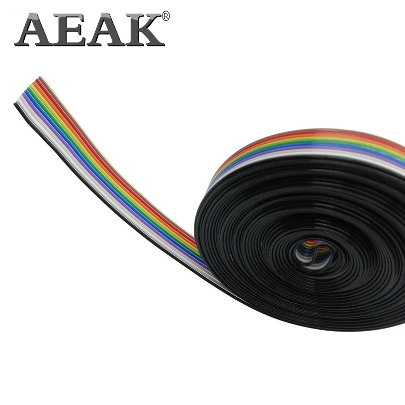 AEAK 1 метр 1,27 мм расстояние Pitch10 WAY 10P плоский Цвет Радуга ленточный кабель проводка провода для PCB DIY 10 способ Pin