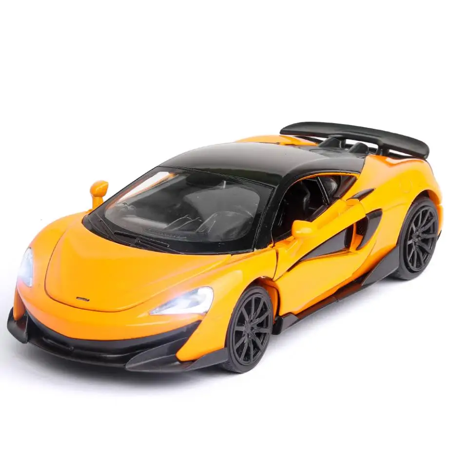 Hot 1:32 Scale Diecast Super Sport Car Mclaren 600lt Metal Model With Light And Sound Pull Back Vehicle Alloy Toys Collection train model piko 1 87 db fourth generation passenger car three section full train with lights super straight top electric train