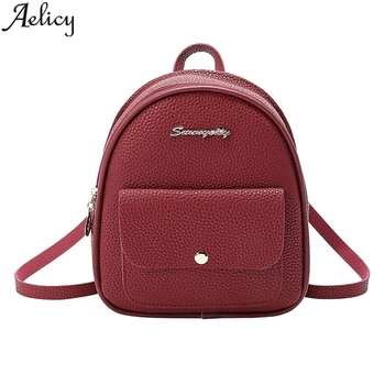 

Aelicy Bags For Women 2019 Fashion Zipper Ladies Shoulders Small Mobile Phone Backpack PU Leather School Shoulder Bag For Youth