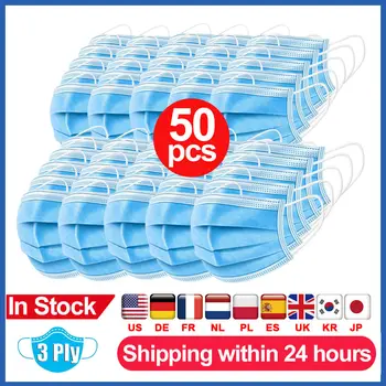 

Fast shipping Anti-Pollution Filter Safety Dust Face Mask Earloop Disposable Protect 3 Ply Non-woven Meltblown Masks