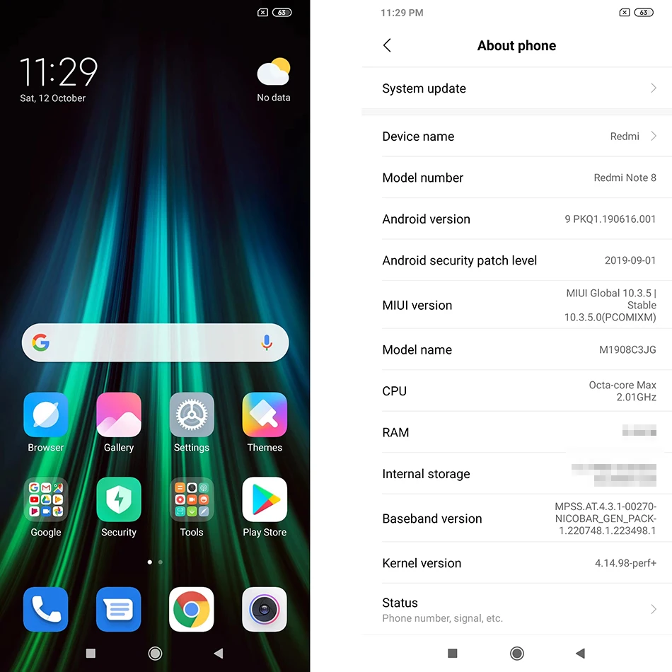 Xiaomi Redmi Note 8 с глобальной прошивкой, 3 Гб ОЗУ, 32 Гб ПЗУ, 48мп тыловая четырехъярусная камера, мобильный телефон Snapdragon 665, четыре ядра, 6,3 дюйма, 4000 мАч
