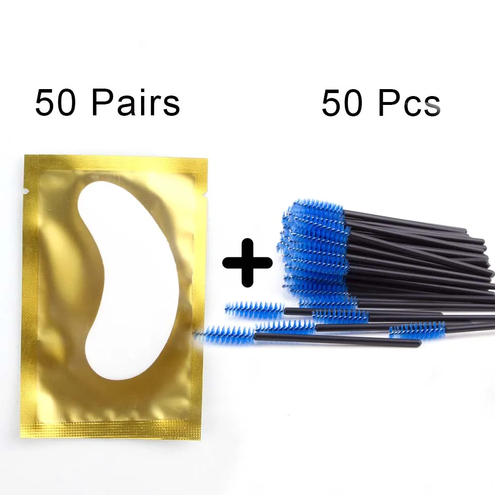 gold set1 100 шт подушки для наращивания ресниц под Накладные ресницы с 50 шт одноразовая бровь кисти наращивание ресниц аксессуары - Цвет: gold set1