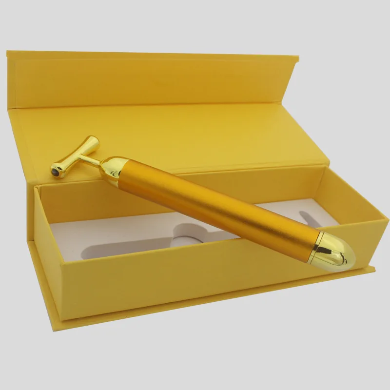 24K золотой массажер для лица T-shape Электрический гематит Золотой стержень морщин тянет Золотой Массаж палка красота инструмент OEM