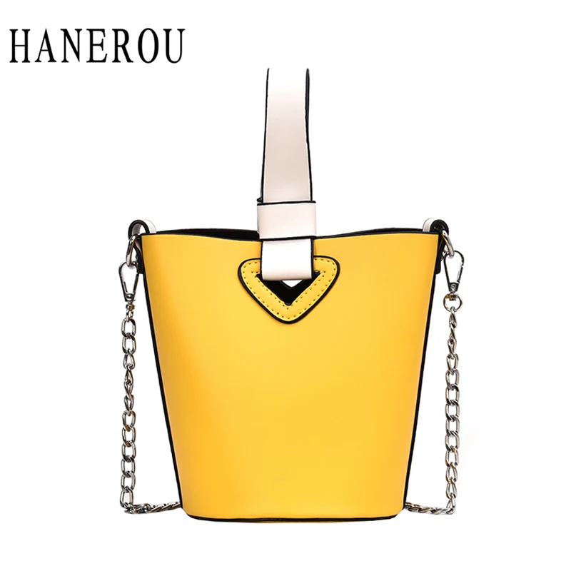 

Fashion Quality PU Leather Woman Handbag Chain Bucket Crossbody Small Bags Patchwork Women's Shoulder Bags Ladise Messenger Bag