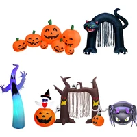 2024 New Outdoor Halloween Toys Decoration LED Lighted Inflatable Pumpkin Ghost Skeleton Skull Spider Halloween Party Proops 1