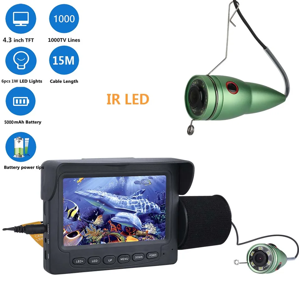 MAOTEWANG Video Fish Finder 4.3 Inch IPS LCD Monitor 6PCS LED Night Vision  Fishing Camera Kit For Winter Underwater Ice Fishing - AliExpress