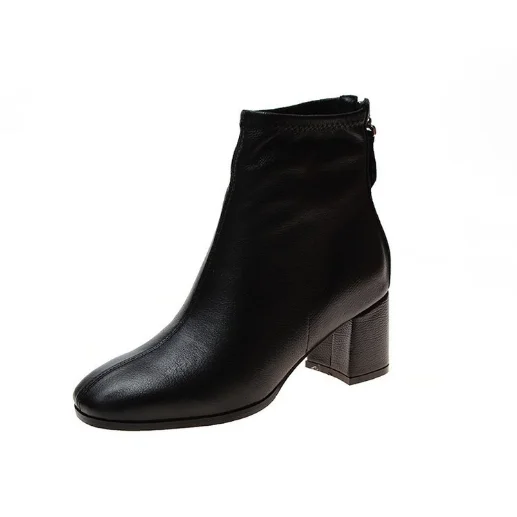 black Belbello/Новинка года; простые женские ботинки на высоком каблуке; удобные модные ботинки на молнии - Цвет: black