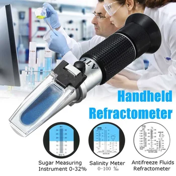 

Hand held 0-100% Alcohol Refractometer ATC Spirits Tester Alcoholometer (single scales) Adjustable Manual Focusing Aluminum