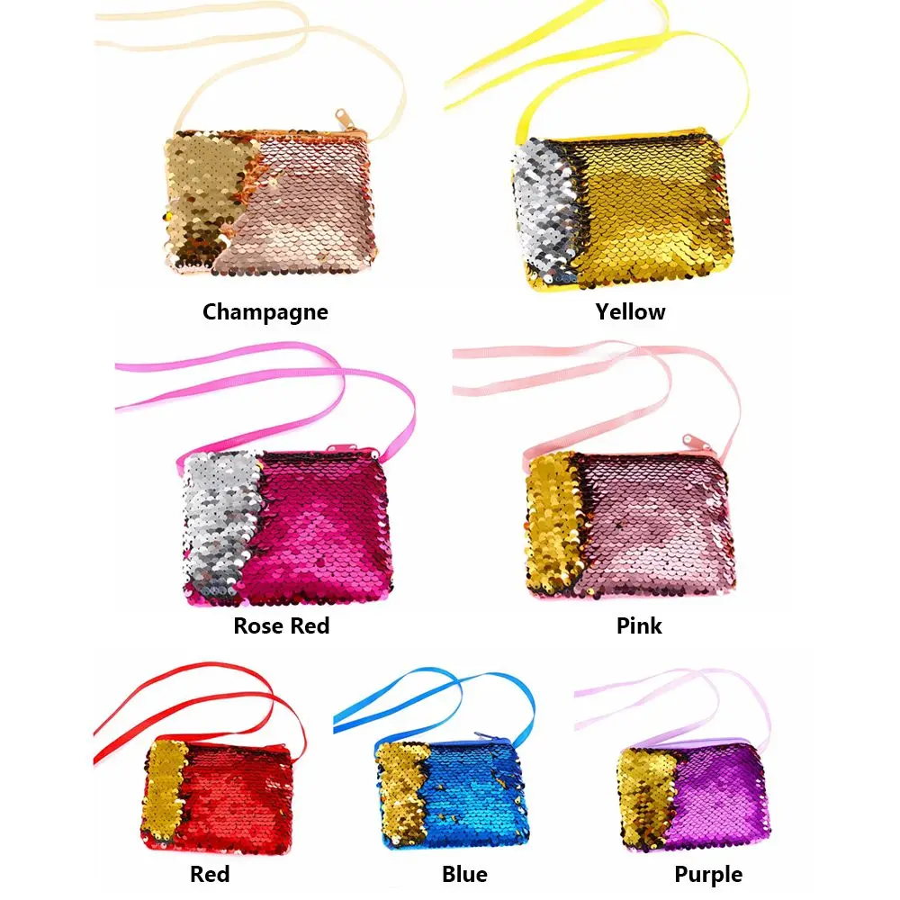 Fashion Sequins Coin Purse for Women Girls Mini Bag Pocket Wallet Square Organizer Bag Portable Cute Kids Zipper Purse Bags