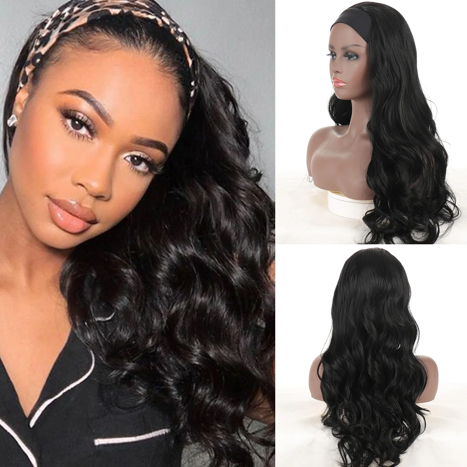 

LVHAN Headband Wigs For Black Women Brazilian Wave Hair Wigs With Headband Straight Head Band Wig