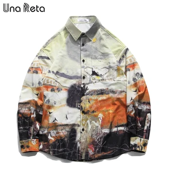 

Una Reta Men Shirts New Spring Autumn Harajuku Print Men Clothing Long Sleeve Plus Size Casual Loose Shirts For Men
