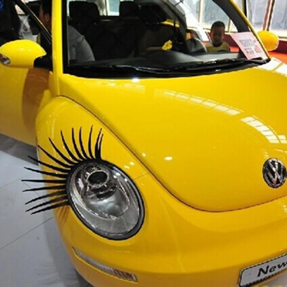 

2PCS Headlight Decoration False Eyelashes Car Sticker For VW Beetle hyundai solaris tucson 2017 kia rio 3 4 k2 sportage ceed