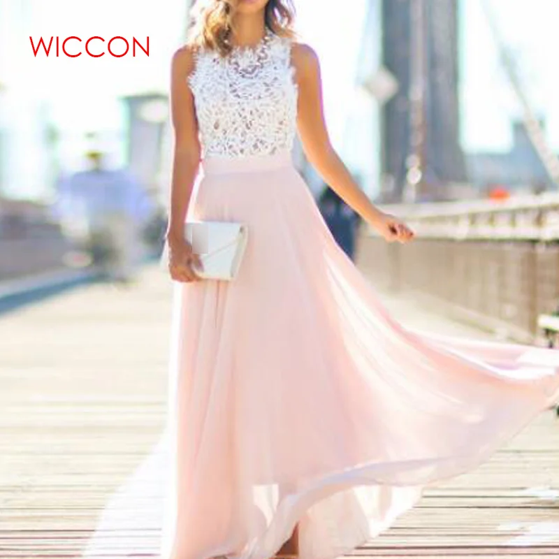 New Arrival Spring Evening Party Hollow Out Beach Dress Womens Boho Sleeveless Maxi Dress Party dresses