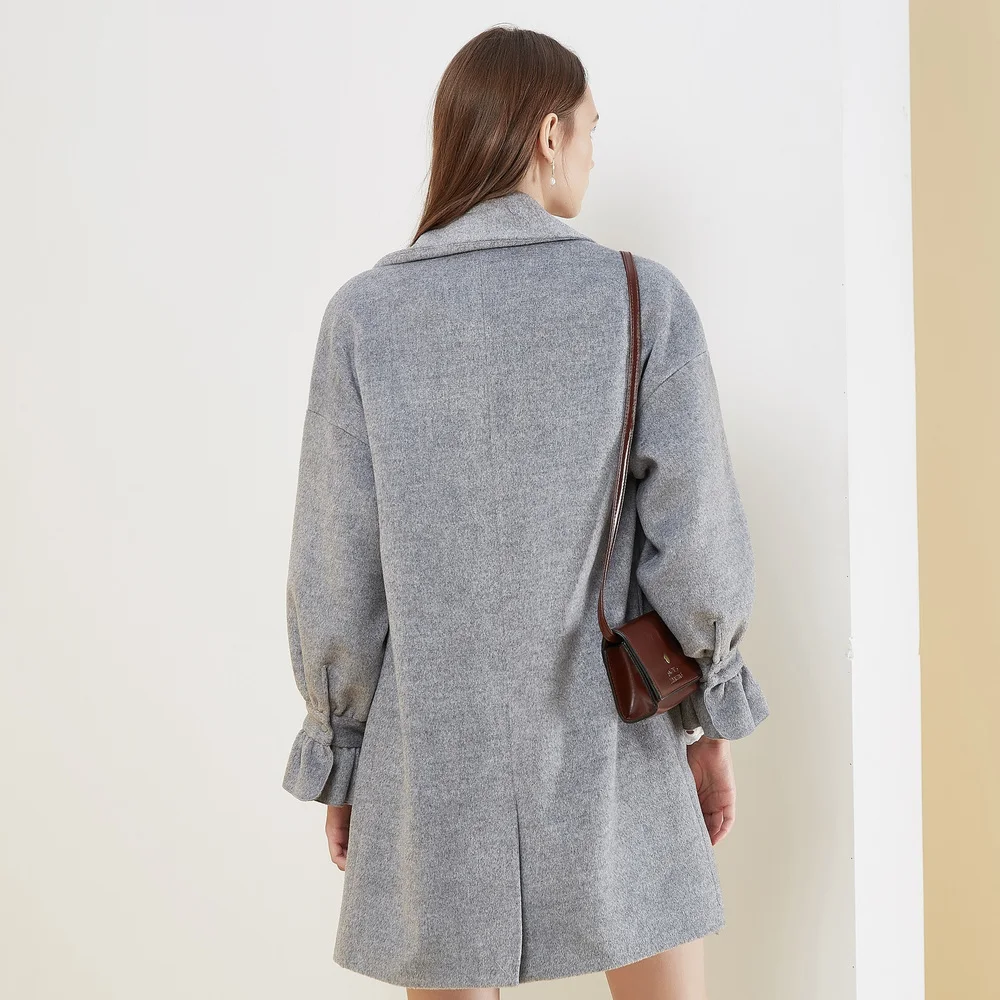 Metersbonwe Women Woolen Coat outerwear winter clothing Flare Sleeve Coat fashion warm woolen blends female elegant coat