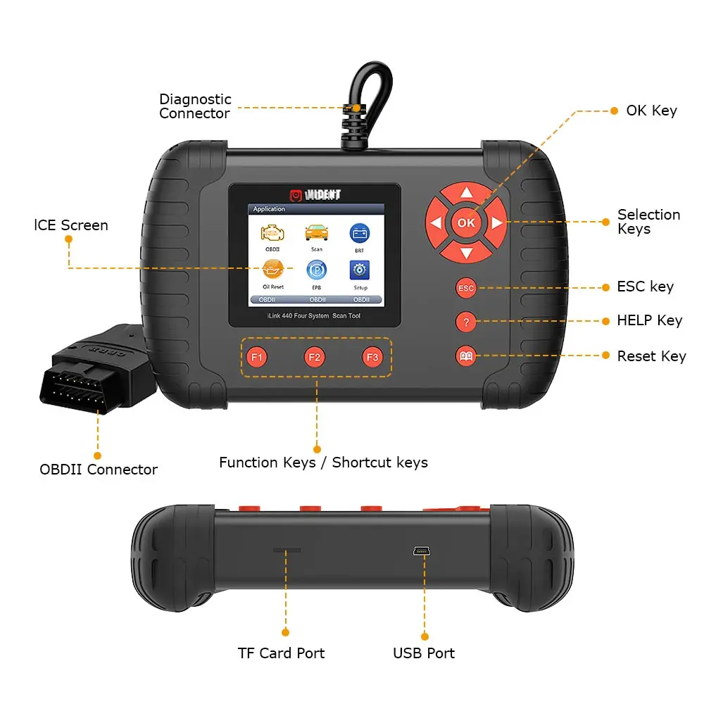 VIDENT iLink440 четыре системы сканирования Поддержка двигателя ABS Air Bag SRS EPB сброс Конфигурации батареи