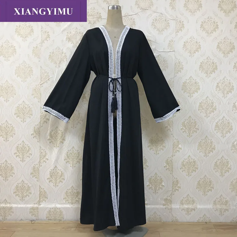 

Dubai kaftan Dress Muslim Party Abaya Women Arabic Lace Cardigain Patchwork turkey Islam Prayer caftan marocain dresses