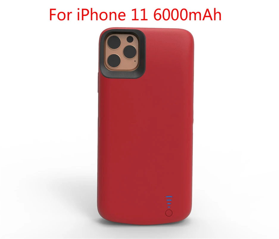 Чехол для аккумулятора для iphone 11 5000/6000 мАч, чехол для зарядного устройства для iphone 11 Pro Max, Внешний чехол для зарядного устройства - Цвет: Red
