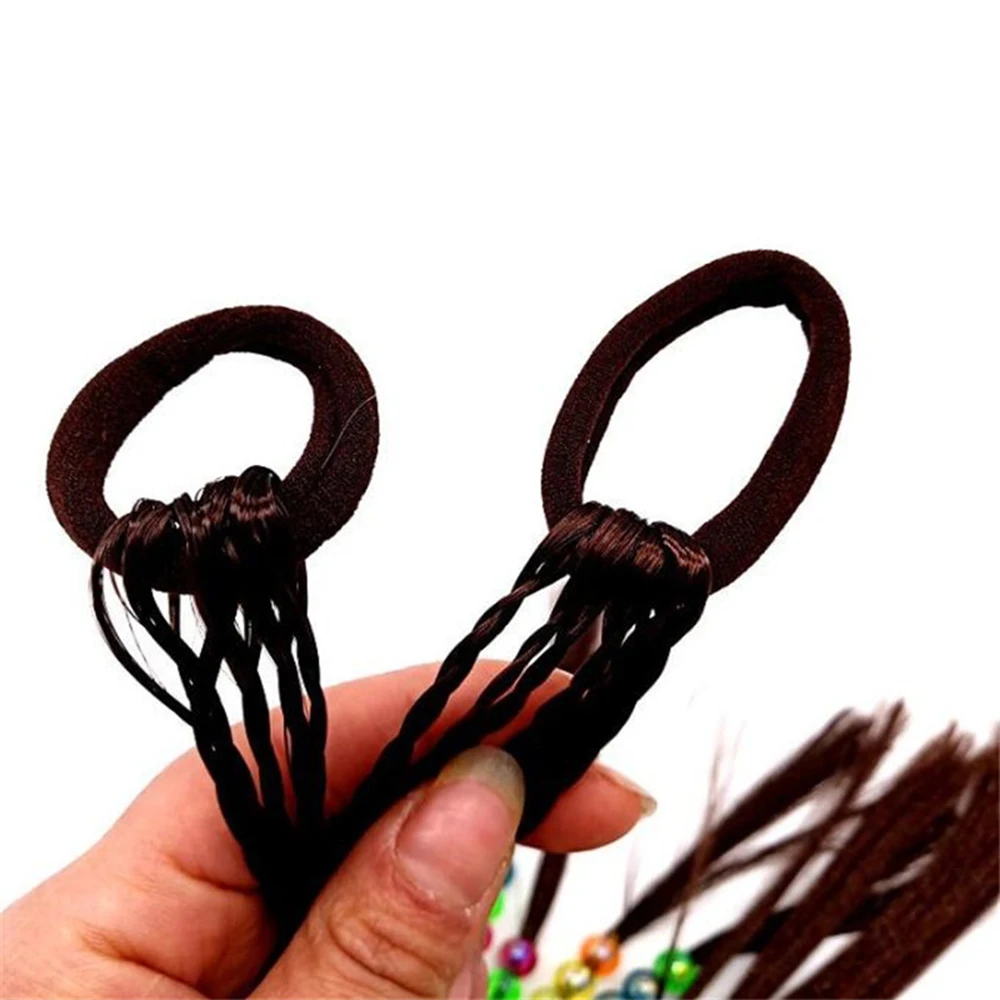 1 шт. Детский парик косички многоцветные мини клип дети эластичные ленты для волос девушка милые аксессуары волос корейский стиль веревка для волос