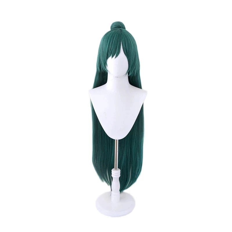 

Sailor Moon Sailor Pluto Meiou Setsuna Dark Green Cosplay Wig with Detachable Bun 100cm Long Straight Synthetic Hair Pelucas