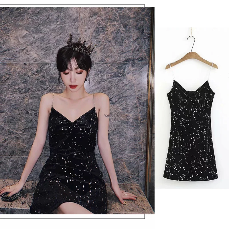 Женское винтажное мини платье без рукавов летнее с вышивкой в виде созвездия и