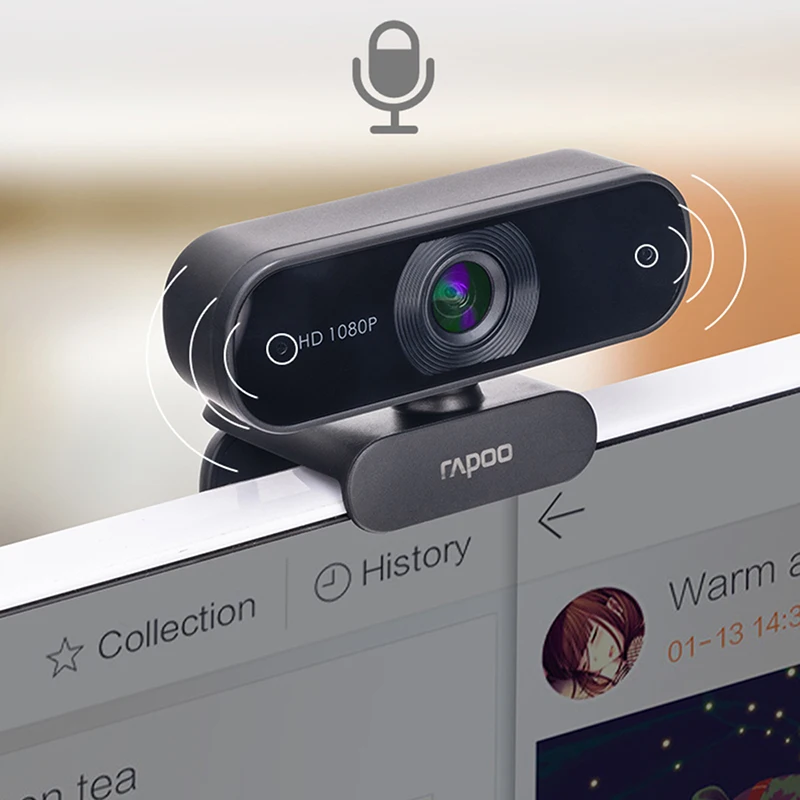 Rotatable para Transmissão ao Vivo 1080p com Usb com Microfone Original Rapoo Webcam Câmeras Vídeo Chamada Conferência C260 hd - Imagem 4