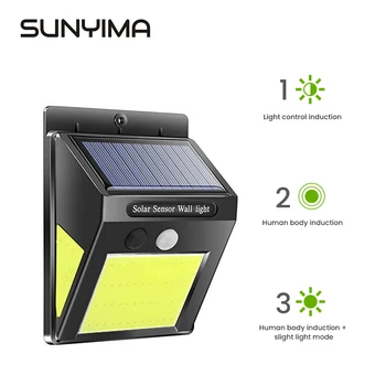 

SUNYIMA 60LED COB Solar Light Outdoor Solar Lamp PIR Motion Sensor Wall Light Waterproof Solar Powered lights for Garden Deco