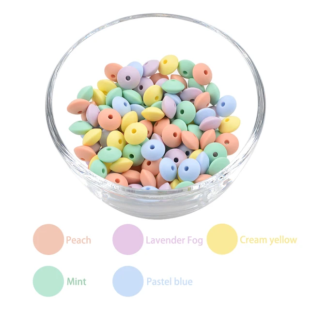 LOFCA 50pcs 12mm Silicone Lentil Beads Baby Teething Beads BPA-Free Food Grade Making Baby Oral Care Pacifier Chain  Accessorise set14