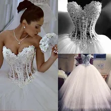 Роскошное Свадебное платье с жемчужинами уникальные арабские Свадебные платья для любимой белой тюлевой свадебное платье принцессы