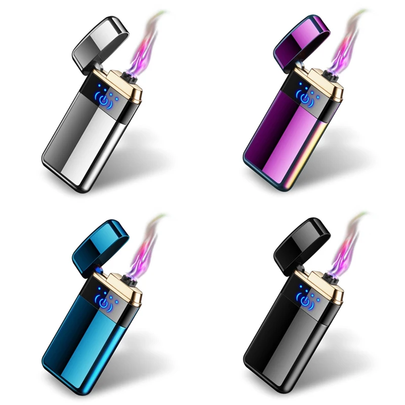 New Electric Lighter With LED Power Display USB Charging Cigarette Lighter Windproof Arc Plasma Lighters Gadgets For Men
