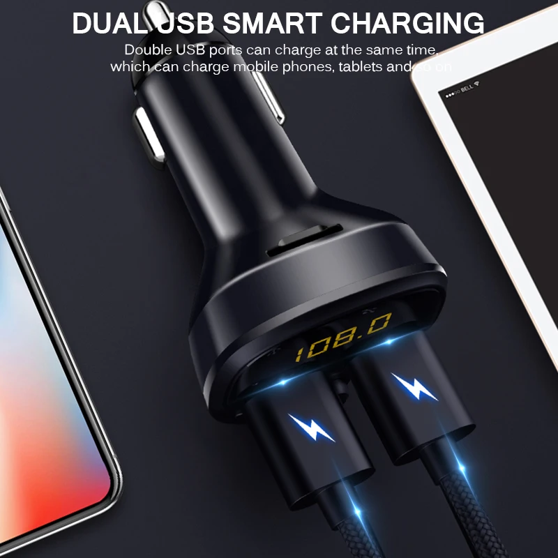 Автомобильный Fm трансмиттер Onever с поддержкой Bluetooth 5 0 и USB портами|FM-трансмиттеры|