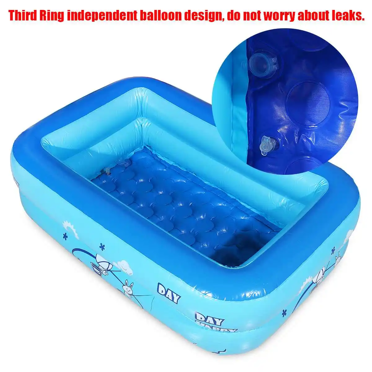 120cm 2/3layers Inflatable Square Swimming Pool Children Inflatable Pool Bathing Tub Baby Kid Home Outdoor Large Swimming