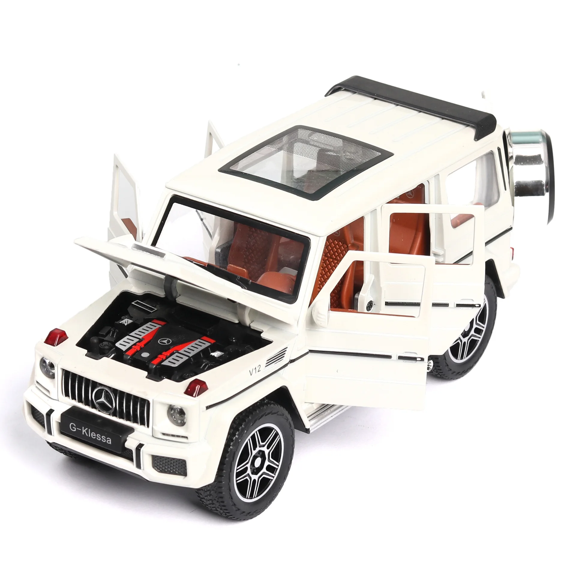 1:24 Игрушечная модель автомобиля, металлические колеса, имитация Benzs-G65, литая модель игрушечного автомобиля, звуковой светильник, вытяжной автомобиль, игрушки для детей, подарок
