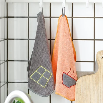 

1Pc Super Microfiber Absorbent Cleaning Cloth Efficient Wash Cloth Household Hanging Kitchen Towels for Dishes Accessories Tools