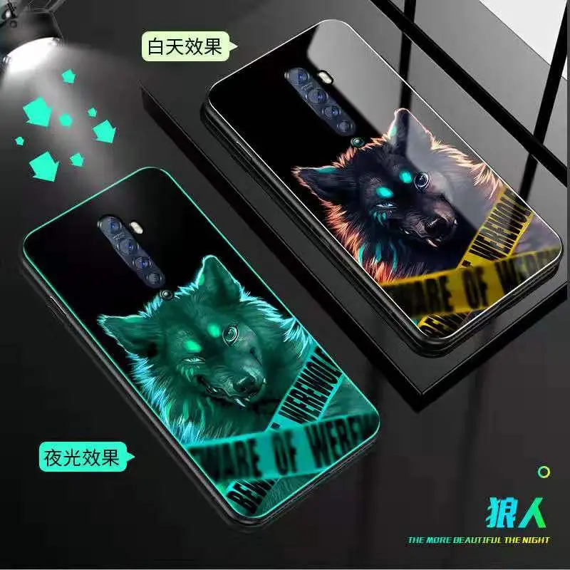 Светящийся закаленный чехол для OPPO Reno 2 чехол 6," стекло со свечением задняя крышка для OPPO Reno2 Reno 2 чехол силиконовый чехол