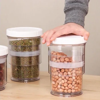 

Retractable Kitchen Storage Jar Stackable Airtight Cereal Jar Container Organizer Pp Transparent Food Storage Container