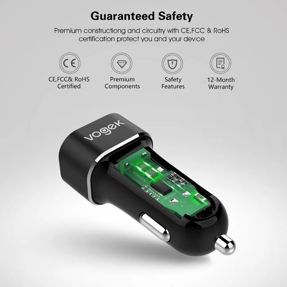 Автомобильное зарядное устройство Vogek 5v 2.4A с двойным Usb для быстрой зарядки Iphone 7 8 автомобильное зарядное устройство адаптер для Android и для Apple Phone для samsung