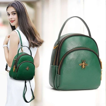 

Leather women 2020 new fashion wild large capacity female bag soft leather mini small backpack first layer cowhide
