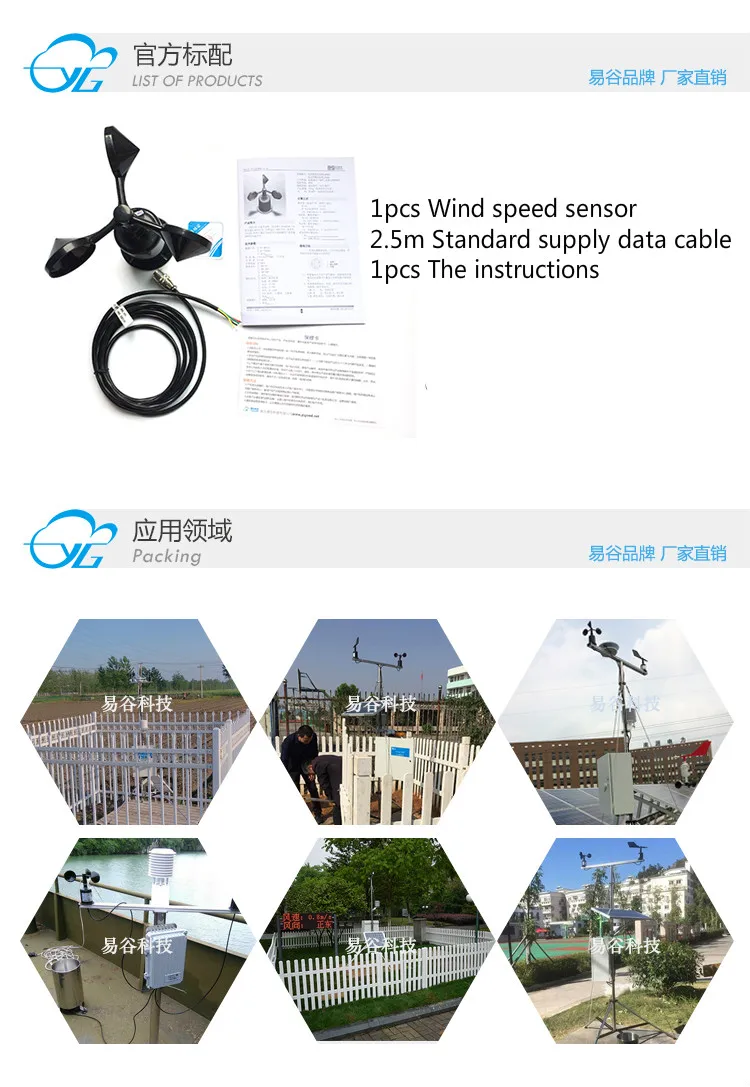 YGC-FS IoT ветер Скорость Сенсор/передатчик три-чашечный Анемометр RS485 цифровых сигналов