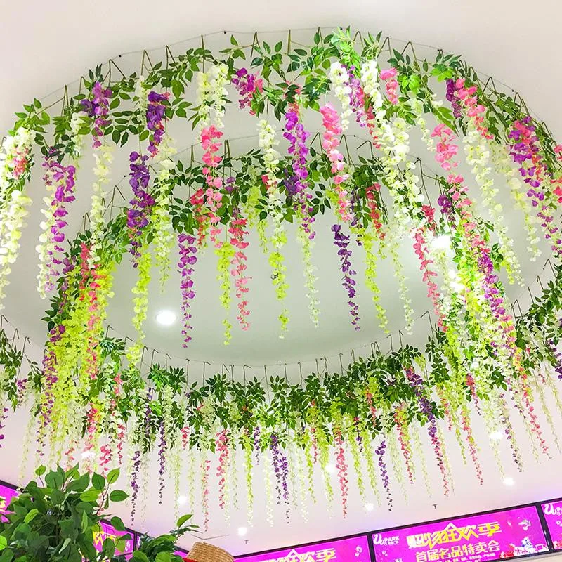 Wisteria Vine Artificial Flowers Silk Garland Arch plant decor home garden decoration hanging plant wall christmas decoration