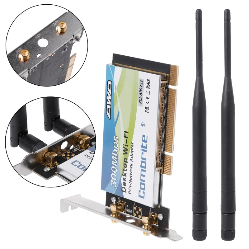 AR9223 PCI 300M 802.11b/g/n беспроводная WiFi карта для настольного ноутбука 6 дБ антенна |
